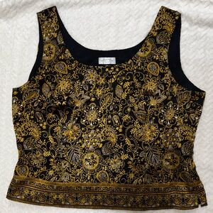 Tahari Arthur S Levine 100% Silk Baroque Paisley Sleeveless Top 16P Like New